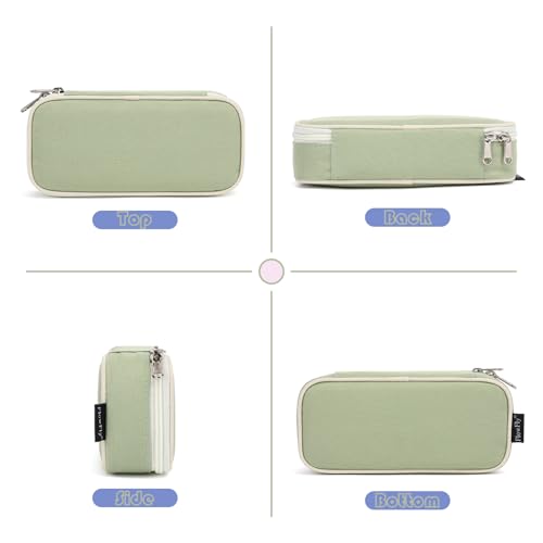 FlowFly Large Capacity Pencil Case for Kids, Boys & Girls – Zippered Multi-Functional Pen Pouch, Soft & Portable Pencil Bag for School, Teens, Students, Light Matcha - color: Light Matcha