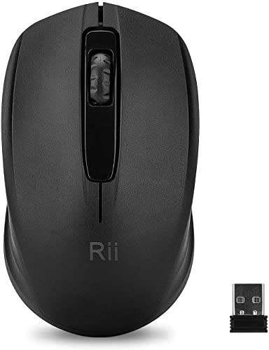 Rii Wireless Mouse, 2.4G Portable Computer Mice for PC, Laptop, Windows, Office Included Wireless USB dongle, Black - color: black