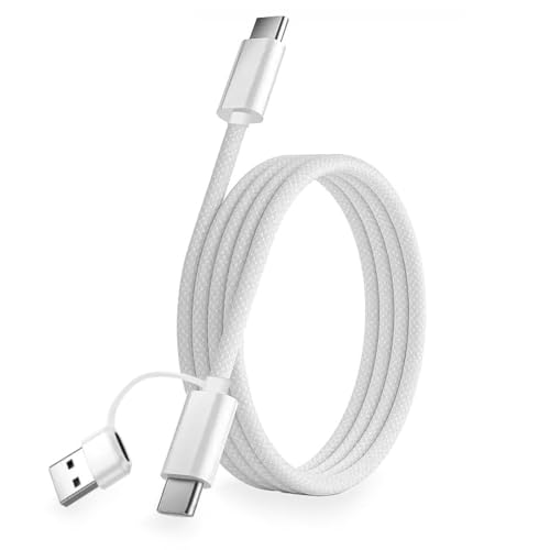 2-in-1 USB A to USB C Charger Cord 60W – Fast Charging Braided Cable for iPhone 17/16/15 Series Pro Max/Air, iPad, MacBook, Samsung Galaxy, AirPods – 3FT - style: 2 in 1 USB to Type C