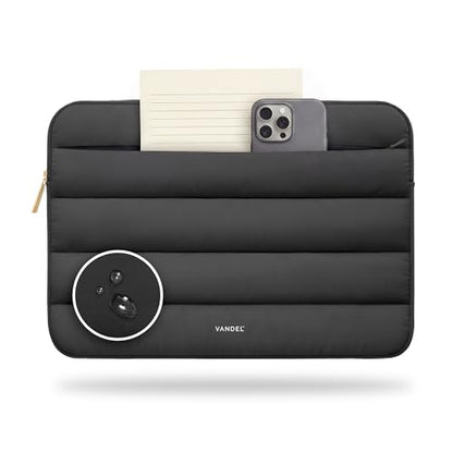 Vandel Puffy Laptop Sleeve Case for 13-14 inch Laptop Sleeve Bag Case 13.3 Inch with Zipper Pocket, Compatible with MacBook Air 13, Pro 14/13 iPad Pro 12.9, HP Dell ASUS, Computer Bag Cover - color: Black