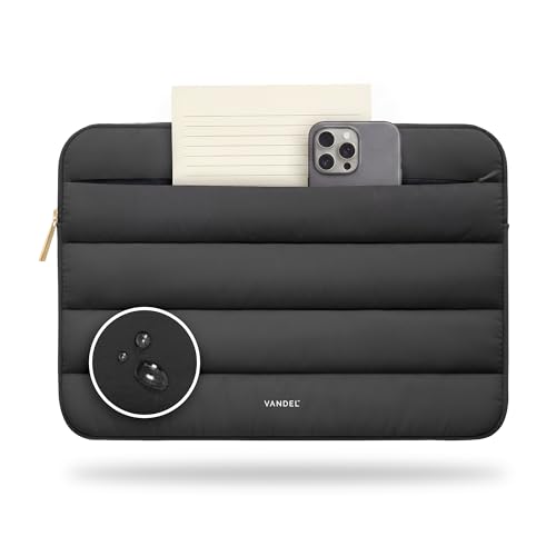 Vandel Puffy Laptop Sleeve Case for 13-14 inch Laptop Sleeve Bag Case 13.3 Inch with Zipper Pocket, Compatible with MacBook Air 13, Pro 14/13 iPad Pro 12.9, HP Dell ASUS, Computer Bag Cover - color: Black