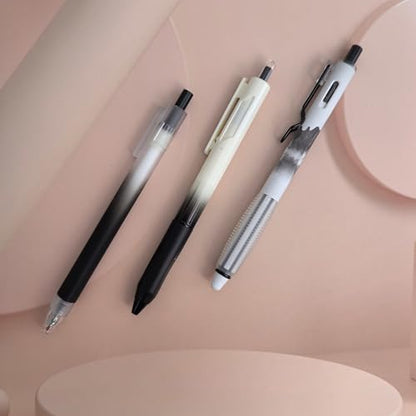 Fengtaiyuan Retractable Gel Pens, 0.5mm Black Ink ST Fine Point, Quick Dry No Smudge 3 Styles (Silent Click/Ergonomic Triangular Grip) for School Office Exam Note Taking, 18 Pack - color: BlackFGTWP18