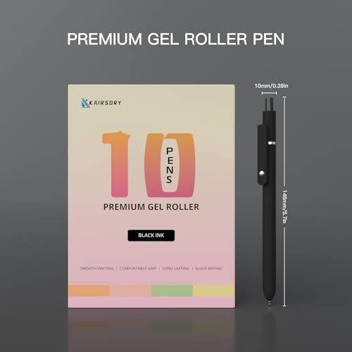Gel Pens,0.5mm Fine Point Pens Smooth Writing japanese gel pens, High-End Series Black Ink cute gel pens for Journaling Note Taking, Office School Supplies (10 Pcs Black Gray-Black Ink) - style: 10 Pcs Black Ink-Black Gray shaft pen
