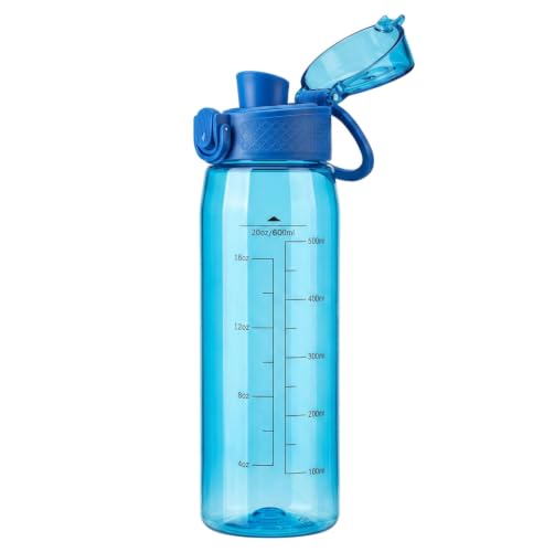 GOPPUS 20oz Kids Water Bottle with Time Marker & Handle, Tritan BPA-Free, Reusable Leakproof Anti-Dust Everyday,Clear Kids Water Bottles For School,Car Travel, Gifts Boys Girls(Blue) - color: Blue