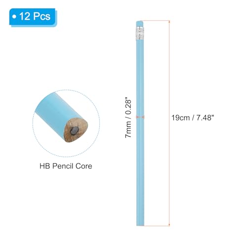 PATIKIL Round Pencils, 12 Pack Triangle HB Graphite Pencil Woodcase Wooden Pencils with Eraser for Classroom Office Writing Drawing Supplies, Blue - color: Blue