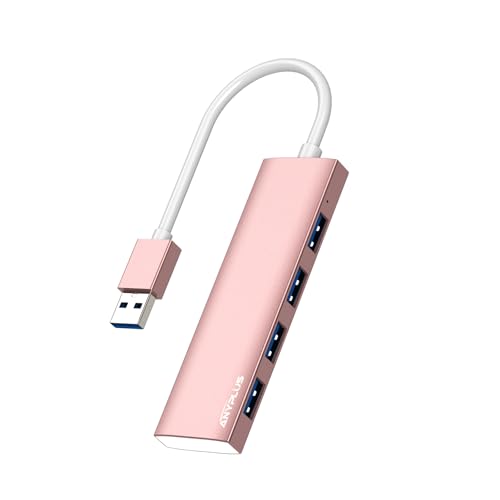USB Hub, USB 3.0 Hub Aluminum Alloy Ultra Slim USB Splitter, Portable 4 Port USB Extender, USB Hub for Laptop, PC, MacBook, iMac, Surface Pro, Mac Pro, Flash Drive, XPS 【Pink】 - color: Pink-Aluminum Alloy, size: 25cm