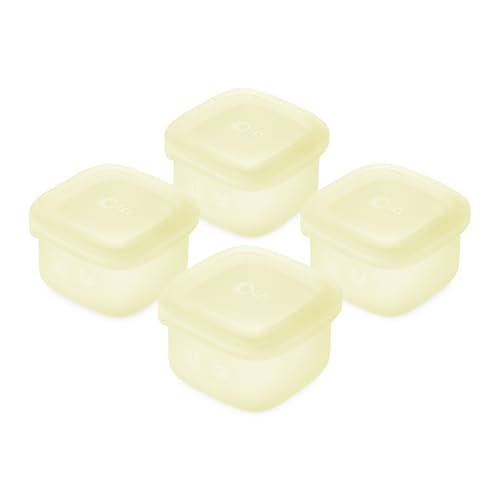 Olababy Clear Sense Silicone Storage Containers 4pk for Baby Food, Snacks, Formula, Puree, Sauce & More | Micro Plastic & BPA-Free | Daycare Essentials for Toddlers and Kids (Lemon, 2 oz / 60 ml) - color: Lemon, size: 2 oz