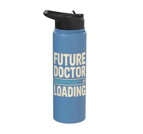 Future Doctor Loading Med Student Progress Bar Stainless Steel Insulated Water Bottle - color: Light Blue
