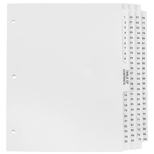 Exhibitindexes® Numbered Dividers 1-100 Punched - AVE Style Bold Tabs - Side Collated Exhibit Tabs - Made in The USA | Letter Size - 1-100 - Sets - size: 8.5 X 11