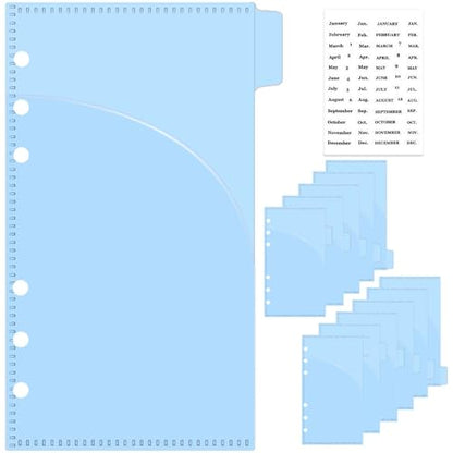 12Pcs A6 Cash Stuffing Envelopes with 6 Tabs 2 Sets 2-Layer Pockets Binder Dividers with Label Stickers Waterproof Blue PP Budget Planner Inserts for 6 Ring Binder Accessories (Blue) - color: Blue