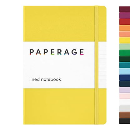 PAPERAGE Lined Journal Notebook, (Yellow), 160 Pages, Medium 5.6 in x 8 in - 100 GSM Thick Paper – Hardcover Journaling Notebook for Work, School & Note Taking - color: Yellow, style: A. Lined