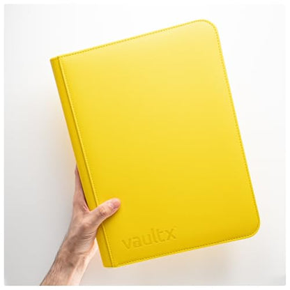Vault X 9 Pocket Zip Trading Card Binder 360 Cards Exo-Tec (Yellow) | Holds 360 standard-size TCG cards in 20 side-loading 9-pocket pages. Padded, water-resistant Exo-Tec cover. - color: Yellow, size: 6.8cm x 9.7cm