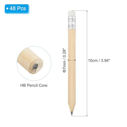 PATIKIL Half Golf Pencils Bulk, 48 Pack Pre-Sharpened Short Round Wooden Pencils Mini HB Graphite Woodcase Pencil with White Eraser for Classroom Office Writing Supplies
