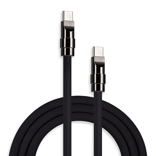 chubbycable Black Chubby Black Samurai Edition 240W USB C Cable Fast Charging Cable Durable Silicone Charger Cord Compatible with iPhone 17-15 Series iPad MacBook Airpods, Type C to Type C, 1.64FT - color: Metallic Glossy Black, size: 1.64ft (0.5m), style