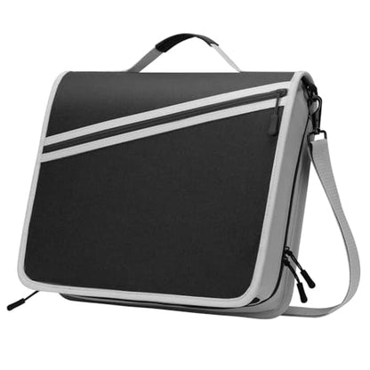 MoKo Zipper Binder with Strap, 3 Inch 3 O Ring, 600 Sheets, Black & Gray | Water-repellent Oxford fabric with 2 folders, removable file pockets, reinforced handle and adjustable shoulder strap. - color: Black & Gray