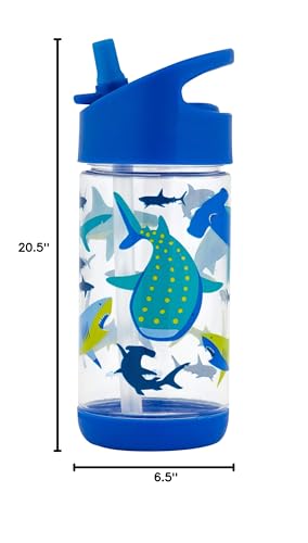 Stephen Joseph, Kids Flip Top Water Bottle, 10 oz Tritan BPA Free, Water Bottle for Girls & Boys, Back to School Flip Top Bottle, Shark - color: SHARK