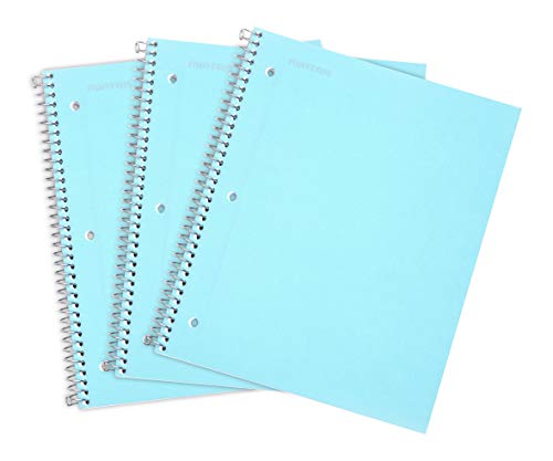 Mintra Office Durable Spiral Notebooks, 1 Subject, (Teal, College Ruled 3 Pack) - 100 Sheets, Poly Pocket, Moisture Resistant Cover, Strong Chipboard back, For School, Office, Business - color: Teal, size: College Ruled 3pk