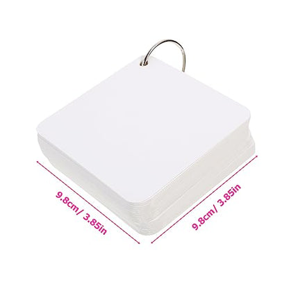 Index Cards Blank Flash Cards for Studying Diy Note Pads Pre Punched Metal Binder Rings - size: 9.8X9.8X0.01CM