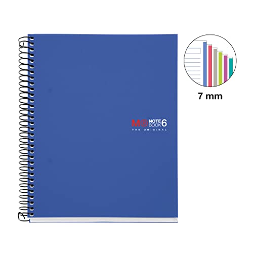 Miquelrius 6 x 8 Wirebound Notebook, 6-Subject, College Ruled, Blue, A5-8.27" x 5.83" (2835)