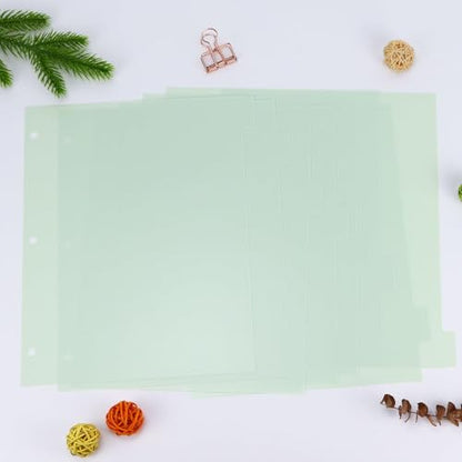 Buqoo 3 Ring Binder Dividers with 8 Tabs, Plastic Index Divider Pages -Light Green, Sturdy Binder Dividers for School, Office, Notebook, Journal & Planner (8.4"x10.9") - color: Bean Paste Green
