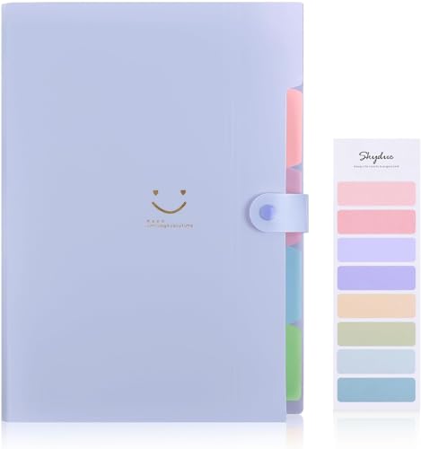 SKYDUE Expanding File Folder with 5 Pockets, Cute Accordion File Organizer, Letter Size Filing Folder, Portable Paper Receipt Organizer, School Office Supplies Purple,Darkpurple - color: Darkpurple