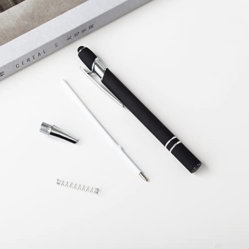 PASISIBICK 12-Piece Black Ballpoint Pen with Stylus Tip, 2 in 1 Stylish Metal Touch Screen Pen - Black Ink, 1.0 mm Medium Point - 5.5 x 0.4 inch / 14 x 1 cm - color: 12 Pcs Black Stylus Pens