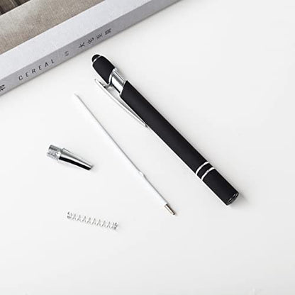 PASISIBICK 12-Piece Black Ballpoint Pen with Stylus Tip, 2 in 1 Stylish Metal Touch Screen Pen - Black Ink, 1.0 mm Medium Point - 5.5 x 0.4 inch / 14 x 1 cm - color: 12 Pcs Black Stylus Pens