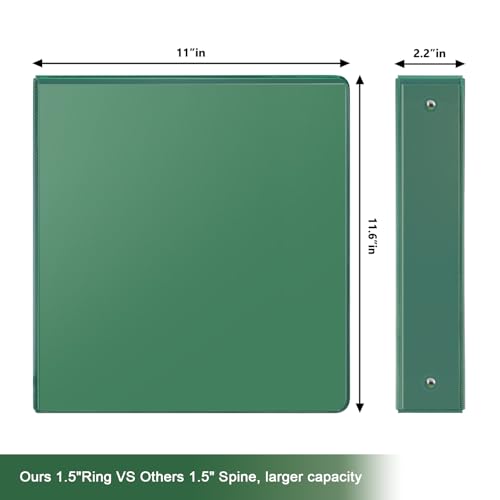 COMIX 3 Ring Binder 1.5 inch with Clear View Cover, 1.5" View Binder Holds 300 Sheets of US Letter Size Paper, 6 Pack (Green) - color: Green, size: 1.5 inch, style: 6-Pack