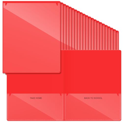Henoyso 100 Pcs Folders Take Home Heavy Duty 2 Pocket Homework Folder for Students Parent Teacher Communication, 11.8 x 9.45 Inch(Red) - color: Red