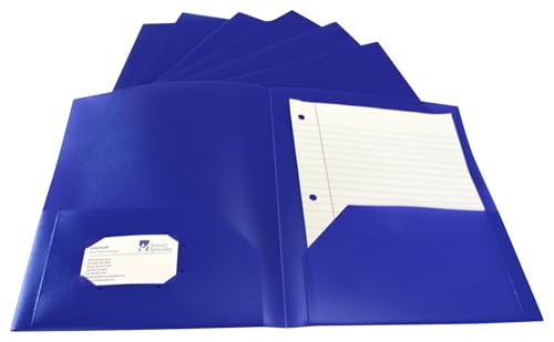 School Smart 2-Pocket Poly Folders, Blue, Pack of 25 - color: Blue, style: No Fasteners