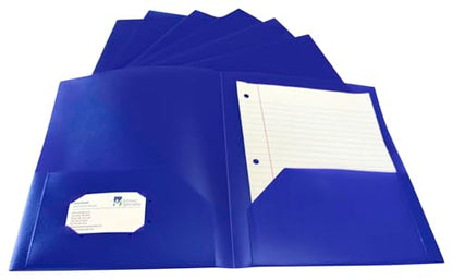 School Smart 2-Pocket Poly Folders, Blue, Pack of 25 - color: Blue, style: No Fasteners