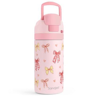 Bow Kids Insulated Stainless Steel Water Bottle 16 Oz, Travel Tumbler for School, Sports for Girls, Birthday, Back To School - color: Bow
