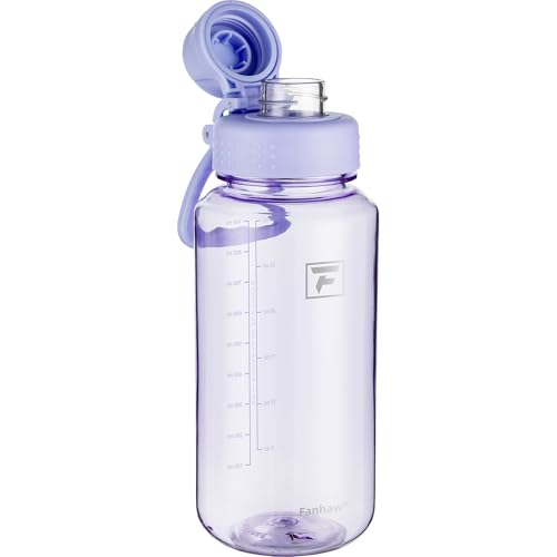 Fanhaw 32 oz Clear BPA-Free Tritan Water Bottle with Fast-Flow Spout Lid, BPA-Free & Leak-Proof Wide-Mouth Reusable Bottle for Gym, School & Office, Back to School Essentials (Amethyst) - color: Amethyst, style: 32 Ounces