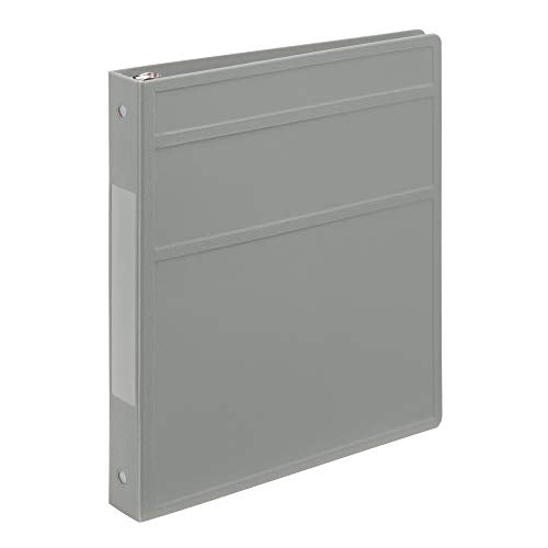 Carstens 1-Inch Heavy Duty 3-Ring Binder - Side Opening, Ash Gray, Durable Plastic, Precision No-Gap Rings, Waterproof Cover, No Pockets, Holds 125 US Letter Sheets, BPA-Free, Made in USA (8702-3R) - color: Gray, size: Individual