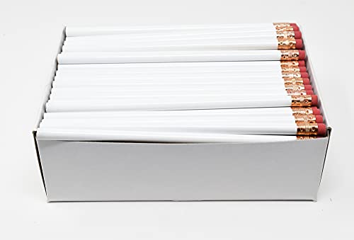Pencil Guy Blank Round Pencils, White, 144 to a box | 144 to a box - color: White, size: 1 Count (Pack of 144), style: Not Sharpened