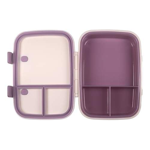 Kids Bento Explorer Lunch Box, 3 No-Mix Compartments, Microwave & Dishwasher Safe, Lightweight with Removable Tray, for Daycare, Preschool, School, Purple Light Powder - color: Purple Light Powder