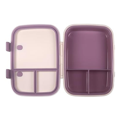 Kids Bento Explorer Lunch Box, 3 No-Mix Compartments, Microwave & Dishwasher Safe, Lightweight with Removable Tray, for Daycare, Preschool, School, Purple Light Powder - color: Purple Light Powder