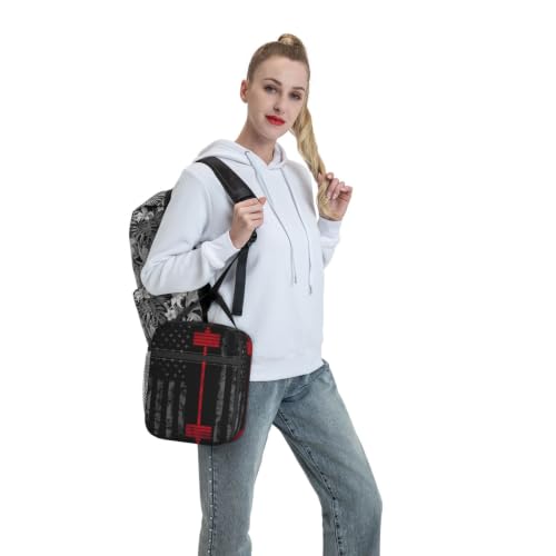 Weightlifting American Flag Lunch Bag 10In | Insulated Lunch Box Reusable Tote Bag For Picnic Office For Women Men - color: Style 1