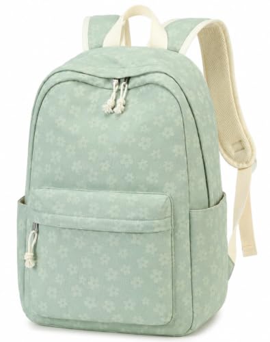 BTOOP School Backpack for Teens Large Cute Bookbag Lightweight 15.6 inch Laptop Bag for Girls Women Casual High School College - color: Green Floral