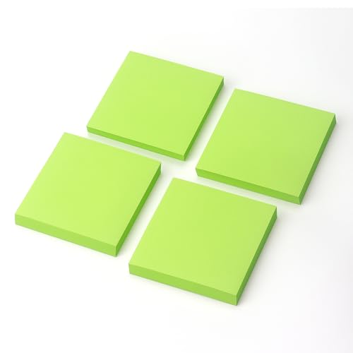 Sticky Notes 3x3 Pop Up Self-Stick Notes Pads with Bright Colors, Easy to Post for Office, School, Home, 4 Pads/Pack, 90 Sheets/Pad (Green) - color: Green
