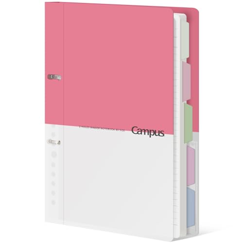 KOKUYO 5 Subject Spiral Notebook Journal, Campus 110 Sheets B5 Refillable Notebook with Dividers Tabs, 6mm Dot Lined Binder Notebook for Work School Note Taking. 9" x 10.5", Pink - color: Pink, size: B5
