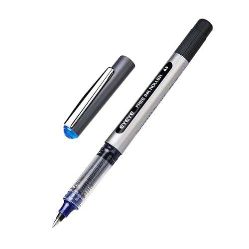 EYEYE 0.5mm Rollerball Pens Blue, 50 Pack Extra Fine Point Liquid Ink Roller Ball Pen Quick Dry, Blue Ink Pens Fine Point Smooth Writing Pen for Journaling, Note Taking, Office, School Supplies - color: Blue