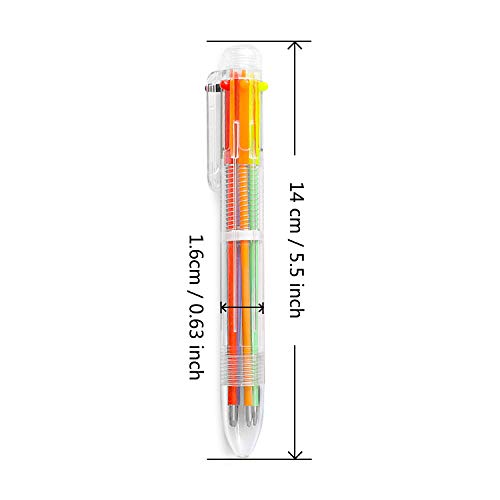 Hutou 23 Pack 0.5mm 6-in-1 Multicolor Ballpoint Pen 6 Colors Retractable Ballpoint Pens Kids Party Favors Pen (23 Pack)