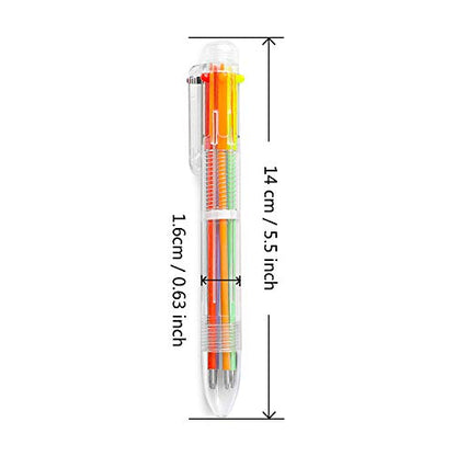 Hutou 6 Pack 0.5mm 6-in-1 Multicolor Ballpoint Pens, Kids Party Favors Pen | Retractable Pens for Office School Supplies Students Children Gift