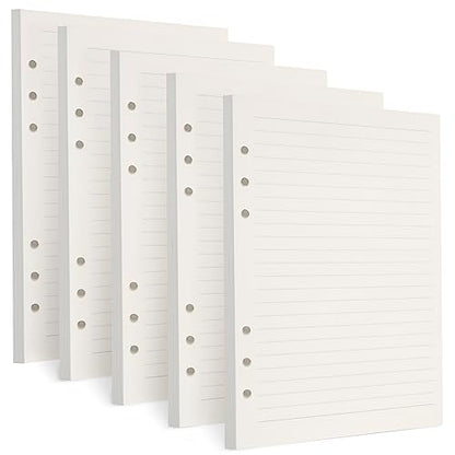 A5 Refill Paper, [5 Pack] Toplive 100GSM Thick Refillable 6 Hole Filler Inserts - 225 Sheets (450 Pages) for 6 Ring Binder Journal Notebook, Lined - style: 5Pack Lined Paper