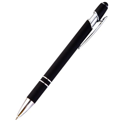 PASISIBICK 12-Piece Black Ballpoint Pen with Stylus Tip, 2 in 1 Stylish Metal Touch Screen Pen - Black Ink, 1.0 mm Medium Point - 5.5 x 0.4 inch / 14 x 1 cm - color: 12 Pcs Black Stylus Pens