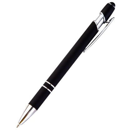 PASISIBICK 12-Piece Black Ballpoint Pen with Stylus Tip, 2 in 1 Stylish Metal Touch Screen Pen - Black Ink, 1.0 mm Medium Point - 5.5 x 0.4 inch / 14 x 1 cm - color: 12 Pcs Black Stylus Pens