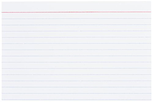Amazon Basics Ruled Lined Index Cards for Notes, Studying, Flash Cards, White, 4" x 6", 500 Count (5 Packs of 100) - size: 100 Count (Pack of 5), style: Ruled, 4x6, 500 Count