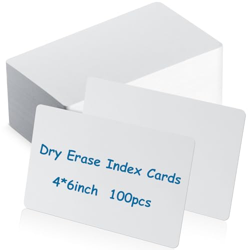 Harloon 100 Pcs Dry Erase Index Cards 4 x 6 Inch Laminated Reusable Dry Erase Note Cards Sheets for Office home housework to Do List(White) - color: White, size: 4 x 6 Inch