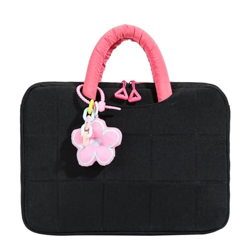 Artistic Florals Design Laptop Sleeve Reinforced Corners Spillproof Fabric Protective Case for Students Professional Padded Tablets Case with Flowers - color: Black